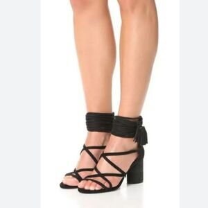 Jeffrey Campbell Despina Black Strappy Heels With Round Heel Size 7